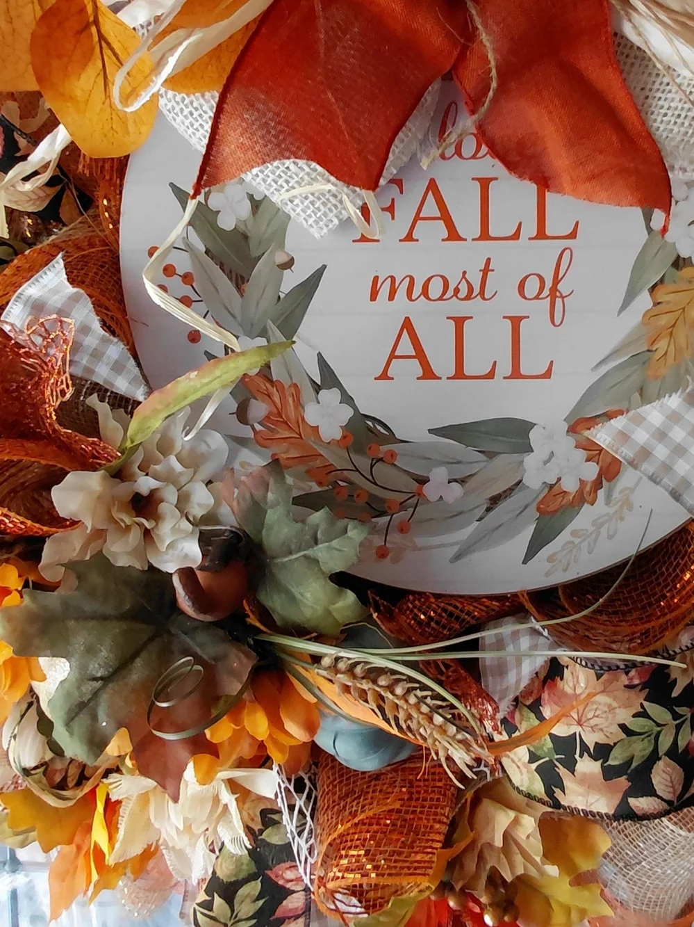 Autumn Fall Wreath - Orange Decorative Holiday Door Accent
